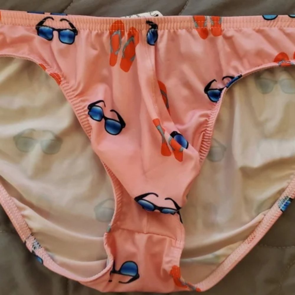 Swim Briefs Pink w/Sunglasses and Sandals by JJ MALIBU